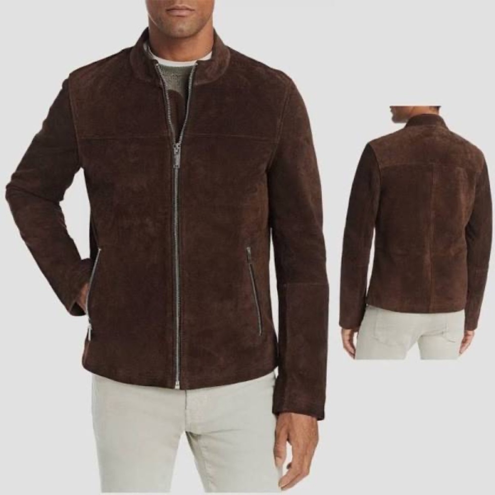 MEN'S KARL LAGERFELD PARIS MOCKNECK MOTO SUEDE JACKET (WORN ONCE!!!)